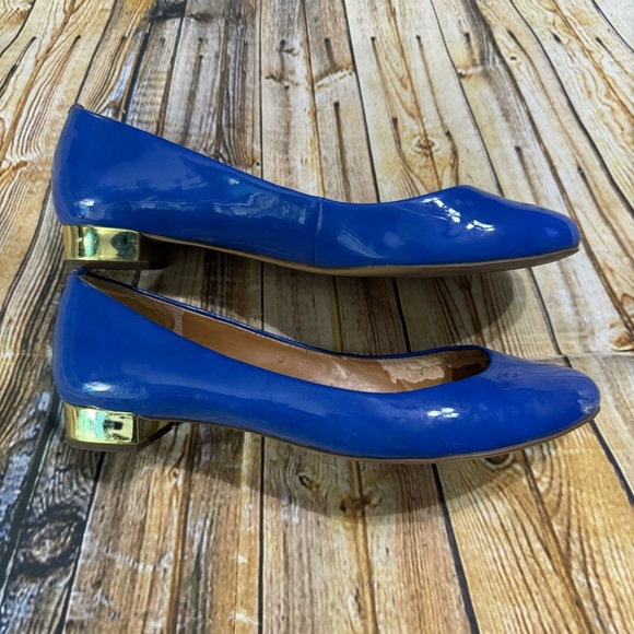 J Crew Leather Blue Gold Slip On Ballet Flats Womens Size 7.5 - Picture 3 of 5